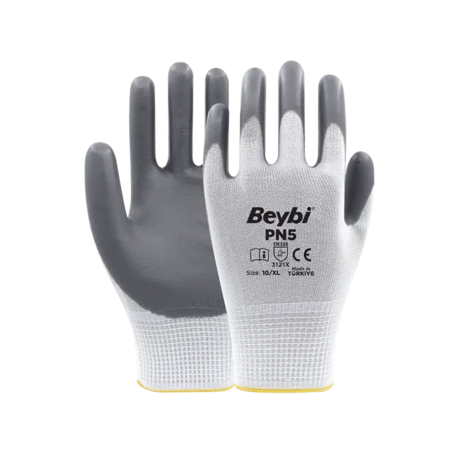 PN5 GRİ Nitril Kaplı Polyester Eldiven