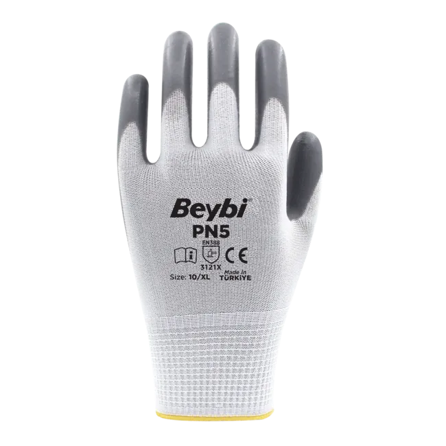 PN5 GRİ Nitril Kaplı Polyester Eldiven