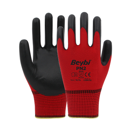 PN5 Kırmızı Nitril Kaplı Polyester Eldiven