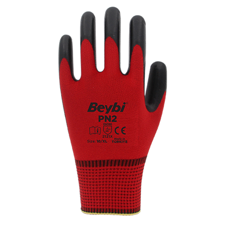 PN5 Kırmızı Nitril Kaplı Polyester Eldiven