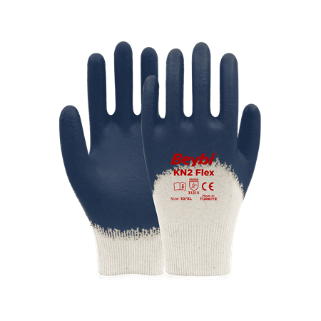 KN2 Flex Nitril Kaplı Pamuk Eldiven