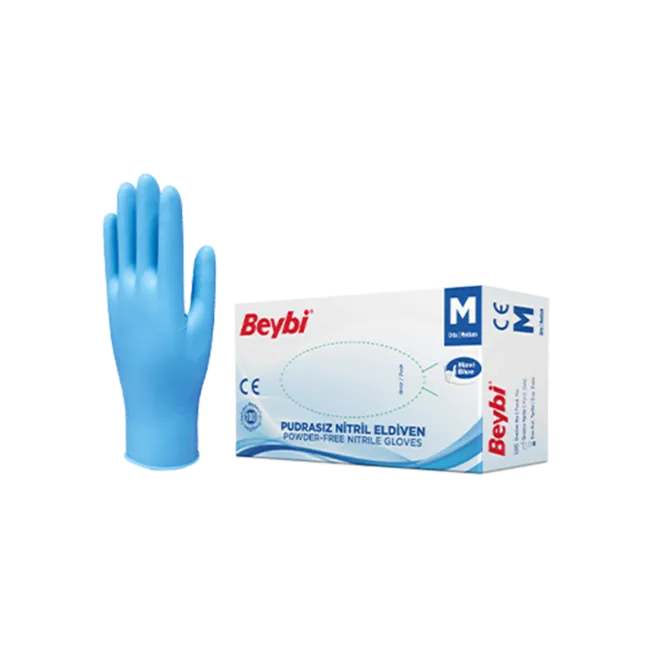 Beybi Pudrasız Mavi Nitril Eldiven - 100'lük Kutu